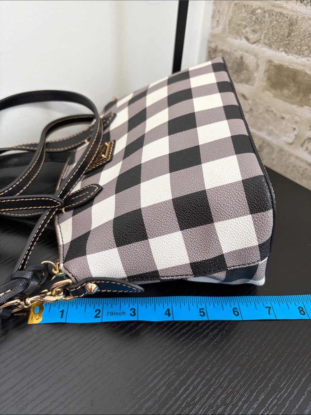 Dooney & Bourke Black and White Buffalo Check Crossbody Satchel - Picture 8 of 13